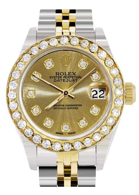 women's gold rolex watch with diamonds|Rolex diamond bezel 26mm.